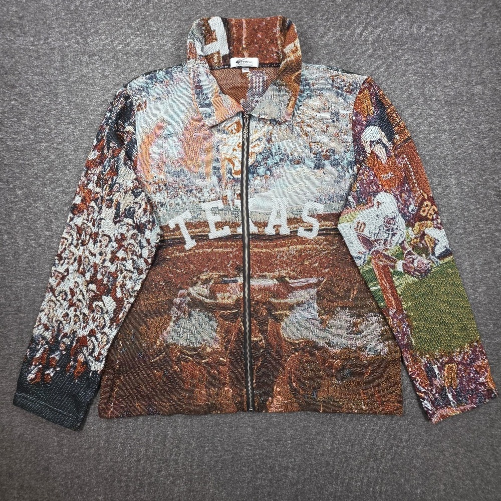 RDM CLOTHING Texas Long Horn Full Zip Tapestry Jacket Multicolor Size XL